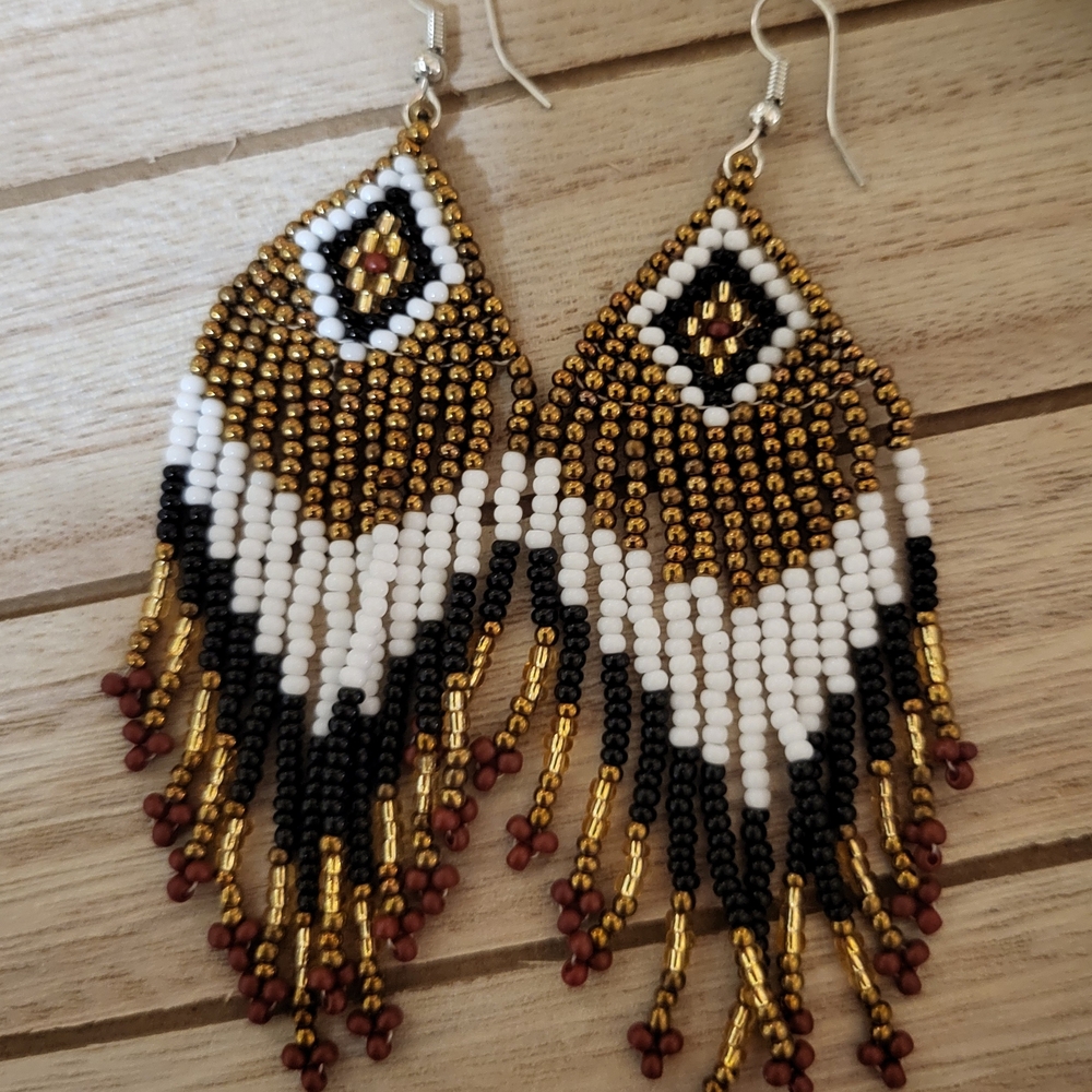 Handmade Beaded Fringe Earrings | Boho Statement Jewelry